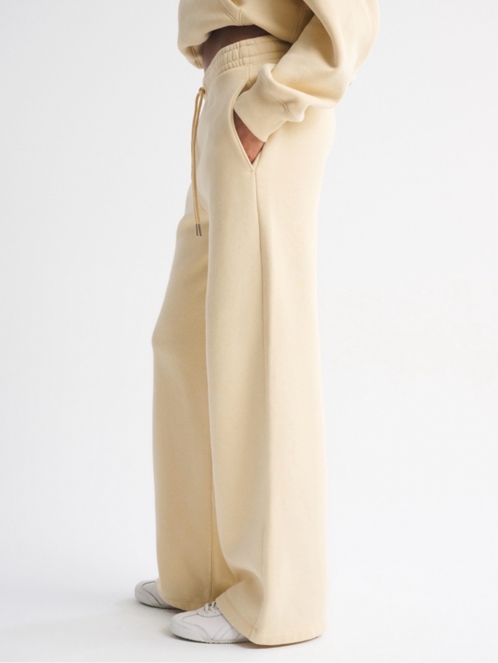 A&F High Rise Sunday Drawstring Sweatpants in Butter Yellow - Picture 5 of 7